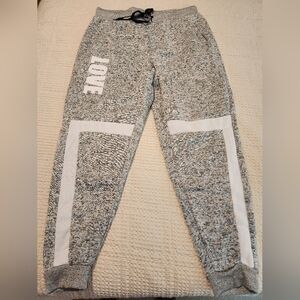 New Look Black&White Heather Joggers LOVE Motif Size 1X New Athleisure Gym